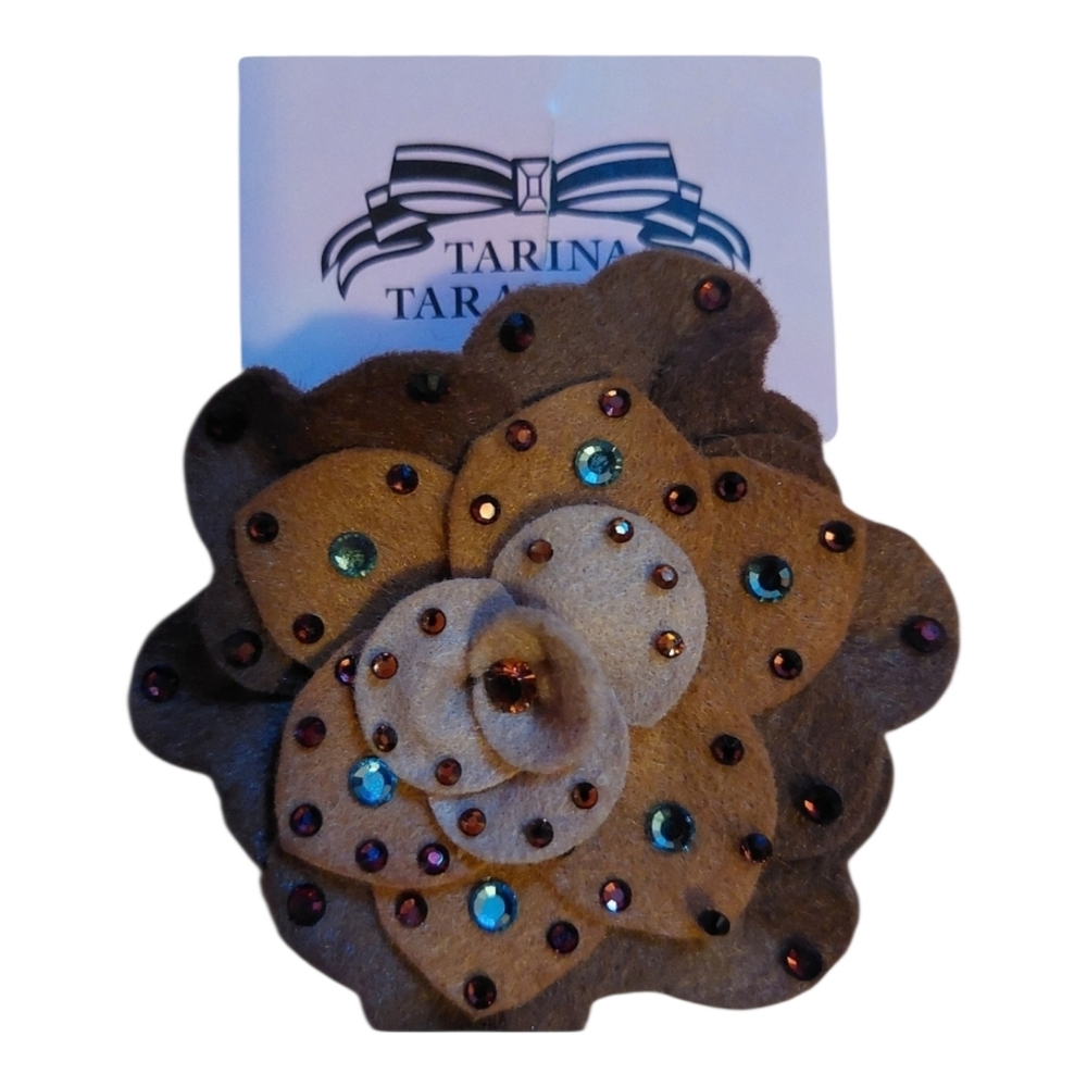 Tarina Tarantino Brown Felted Flower Barette